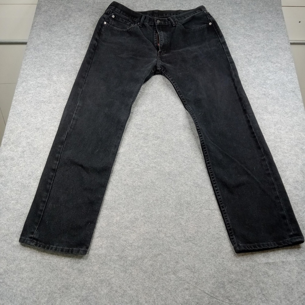 Levis Jeans Mens 34x30 Black Denim Straight Leg Red Tab Classic 5 Pocket Zip Fly